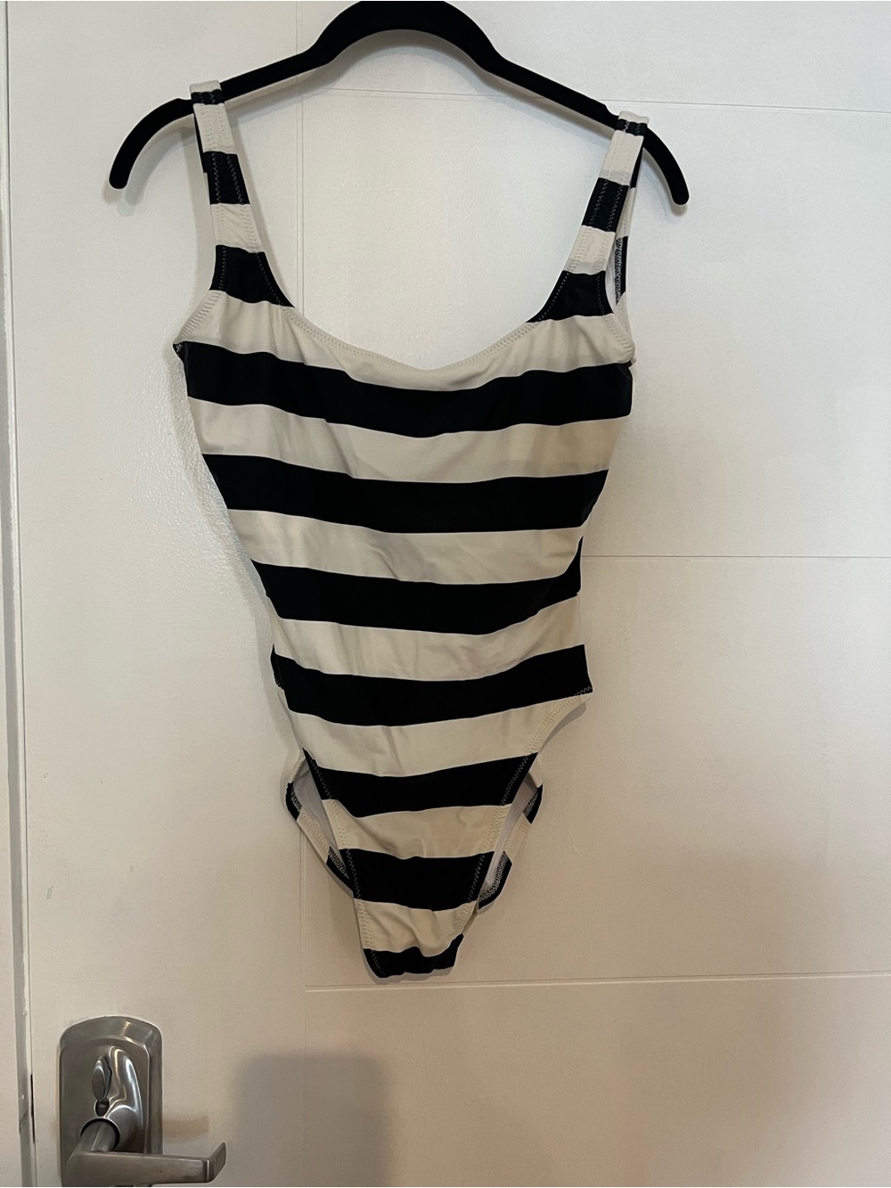 Black and White Striped One-Piece Swimsuit